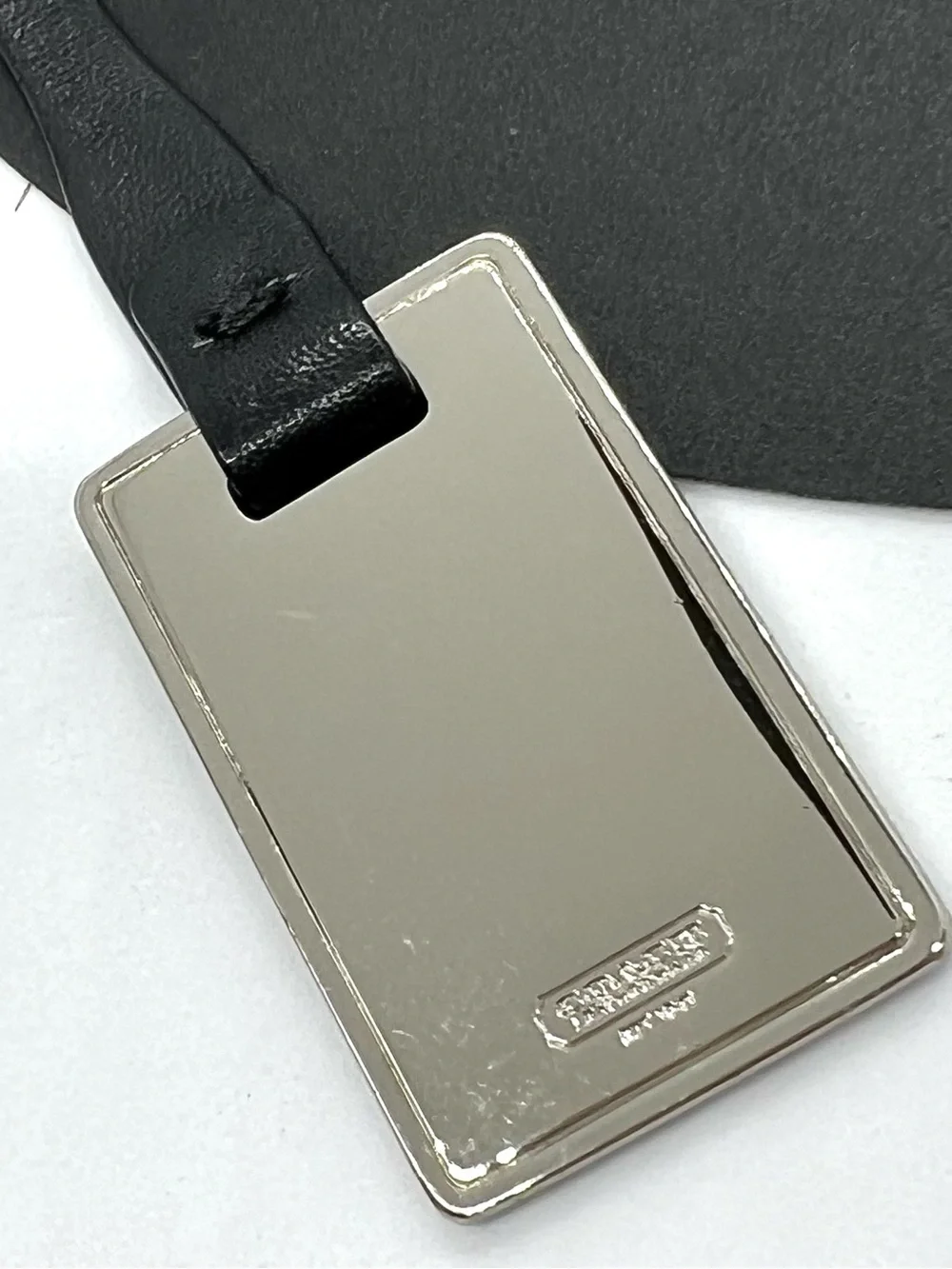 Coach Leatherware Metal Bag Hang Tag Silver Black Leather Key Fob Charm
